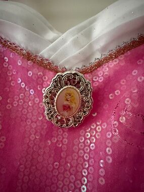 Disney Princess Aurora Pink Sequin Dress with White Satin Trim